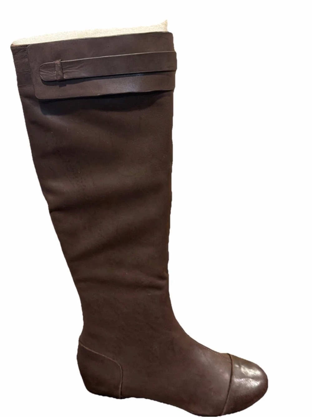 Max studio Women’s Draping Knee High Riding Boots Dark Brown Leather Size 7.5 M
